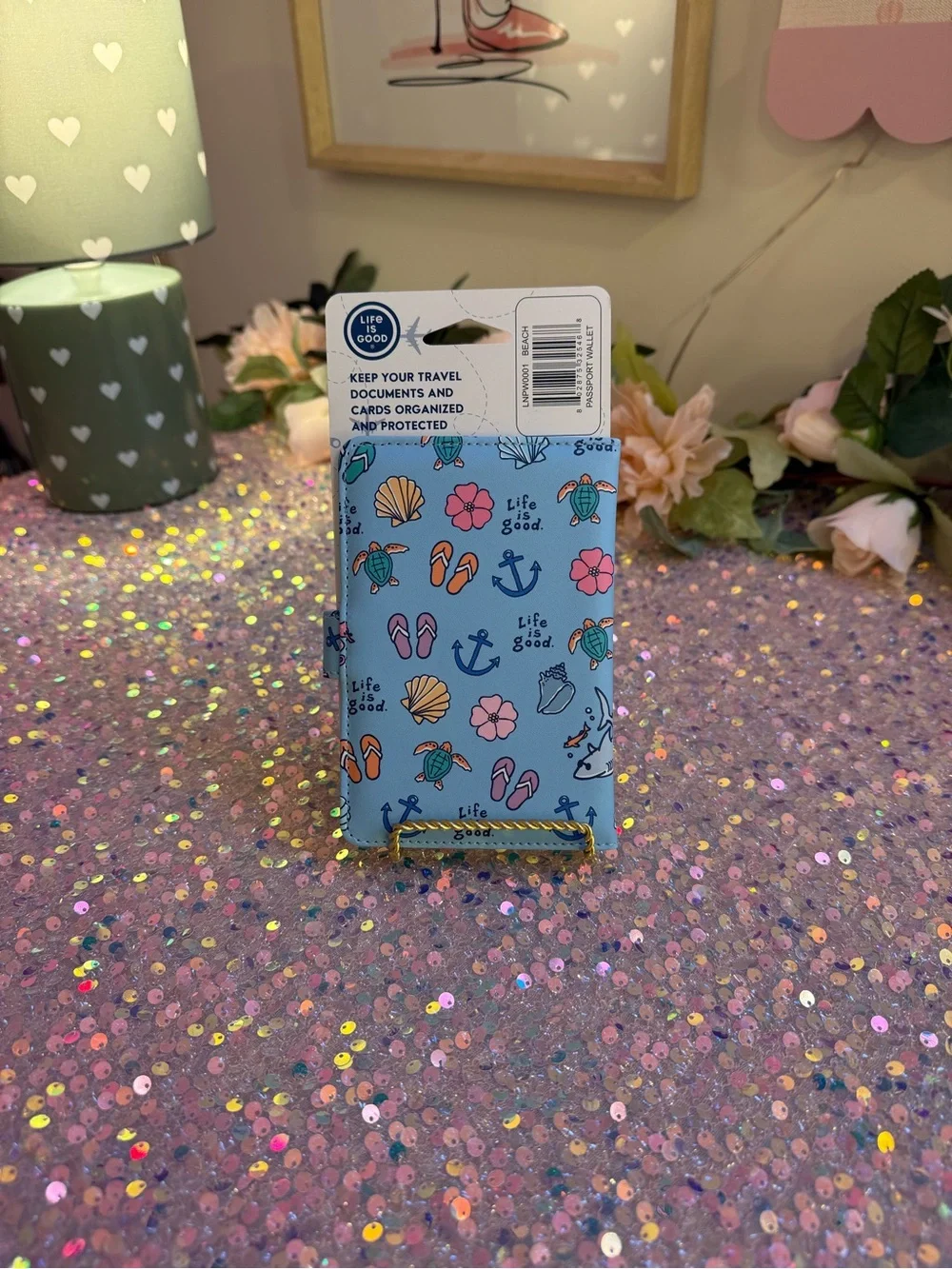Life Is Good Passport Wallet - Beach Themed Pattern - NWT